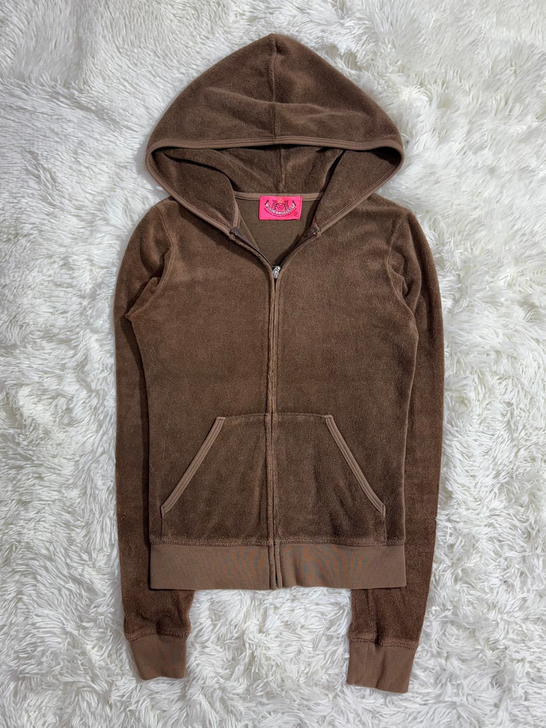 쥬시꾸띄르 브라운 테리소재 딱붙핏 후드집업  상품이미지3