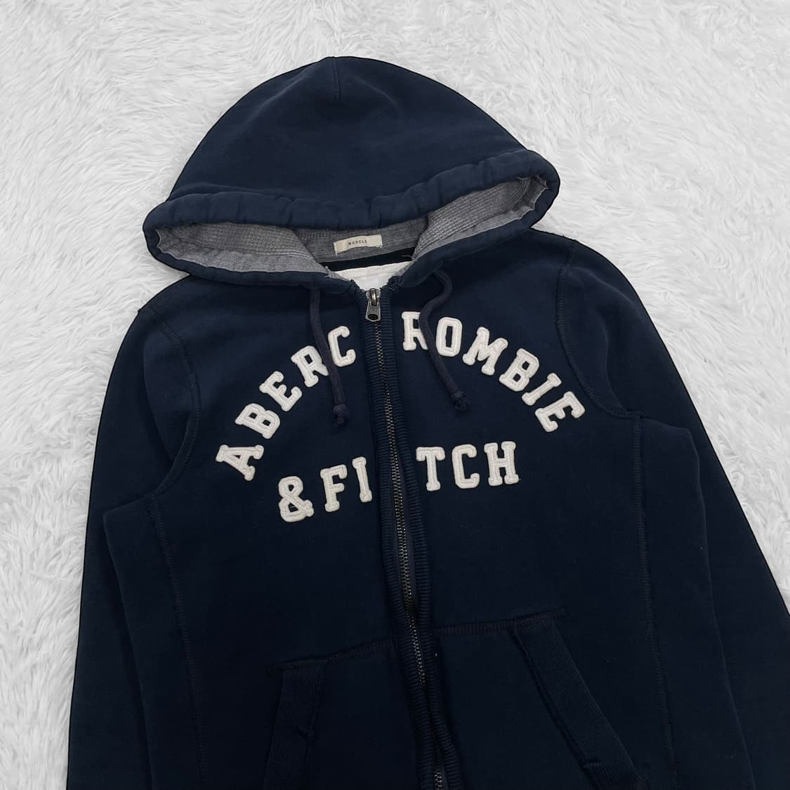 아베크롬비 아치 로고 후드집업 네이비 상품이미지3