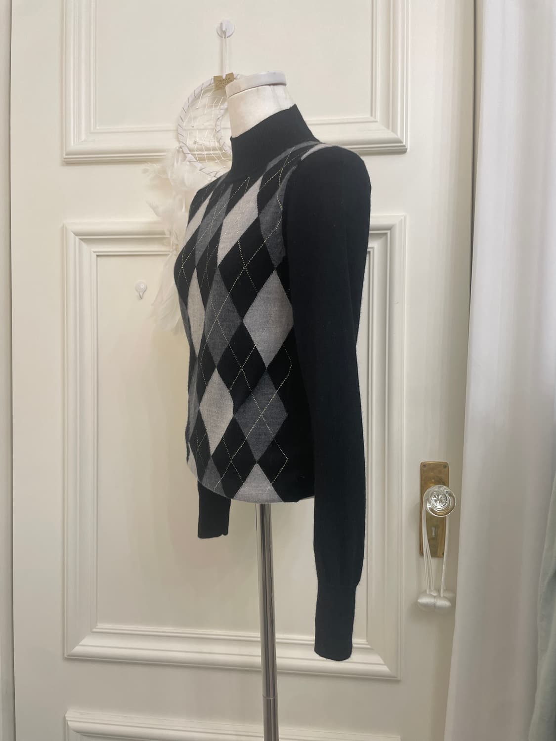 black argyle tutrtle-neck merino wool kn 상품이미지2