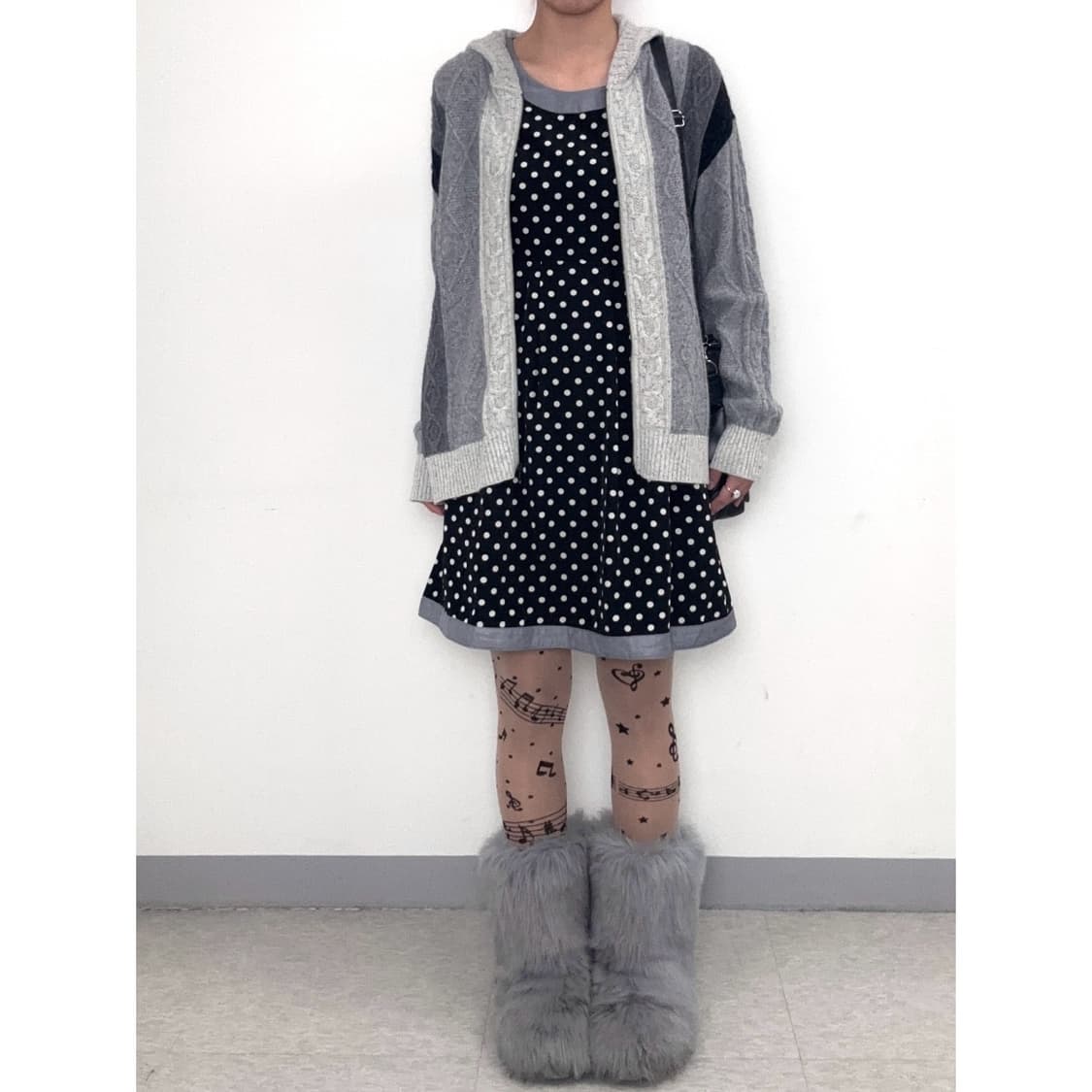 빈티지 그레이 니트 후드집업 상품이미지5