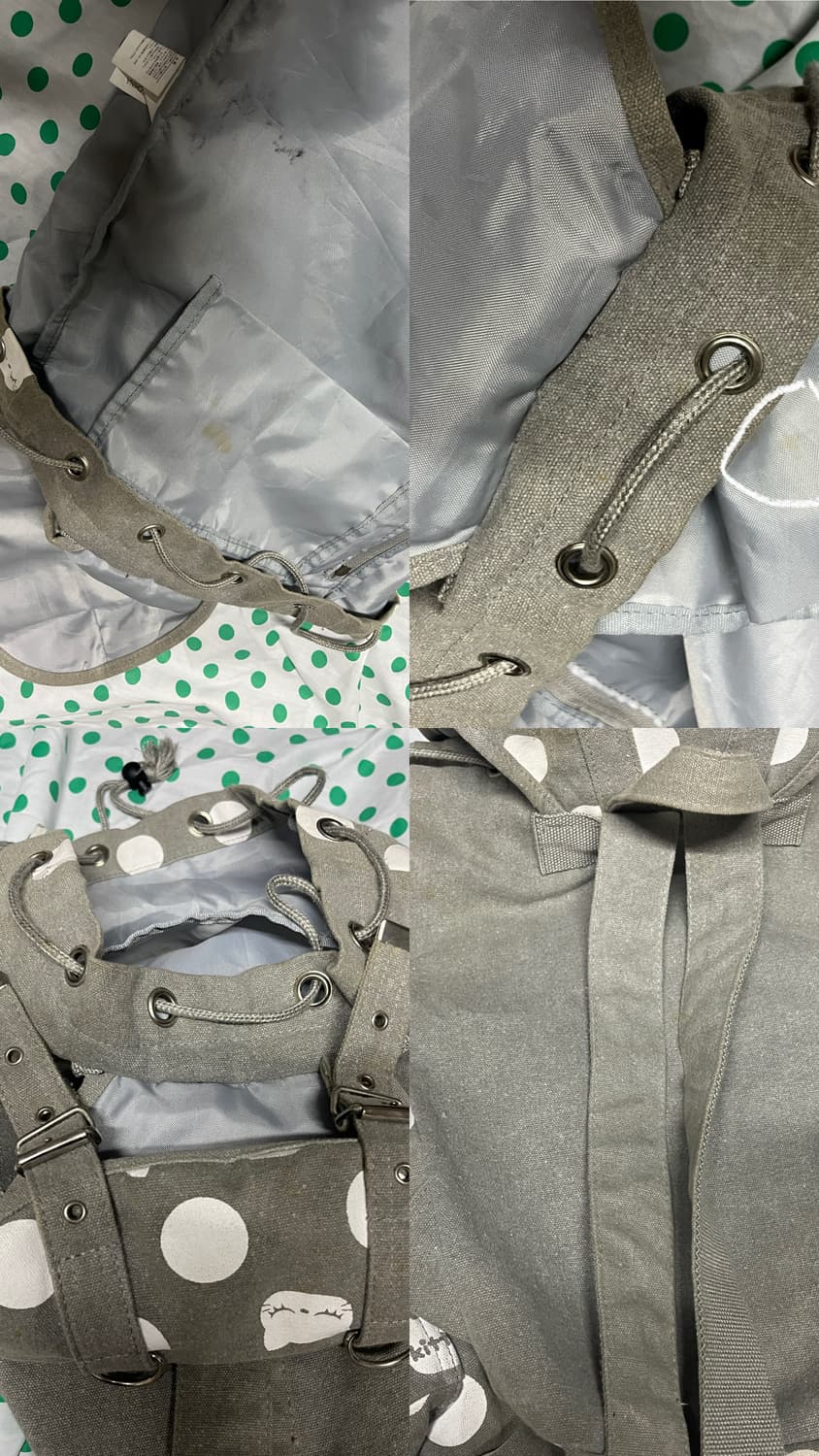 그레이 도트 고양이 빈티지 백팩 상품이미지8