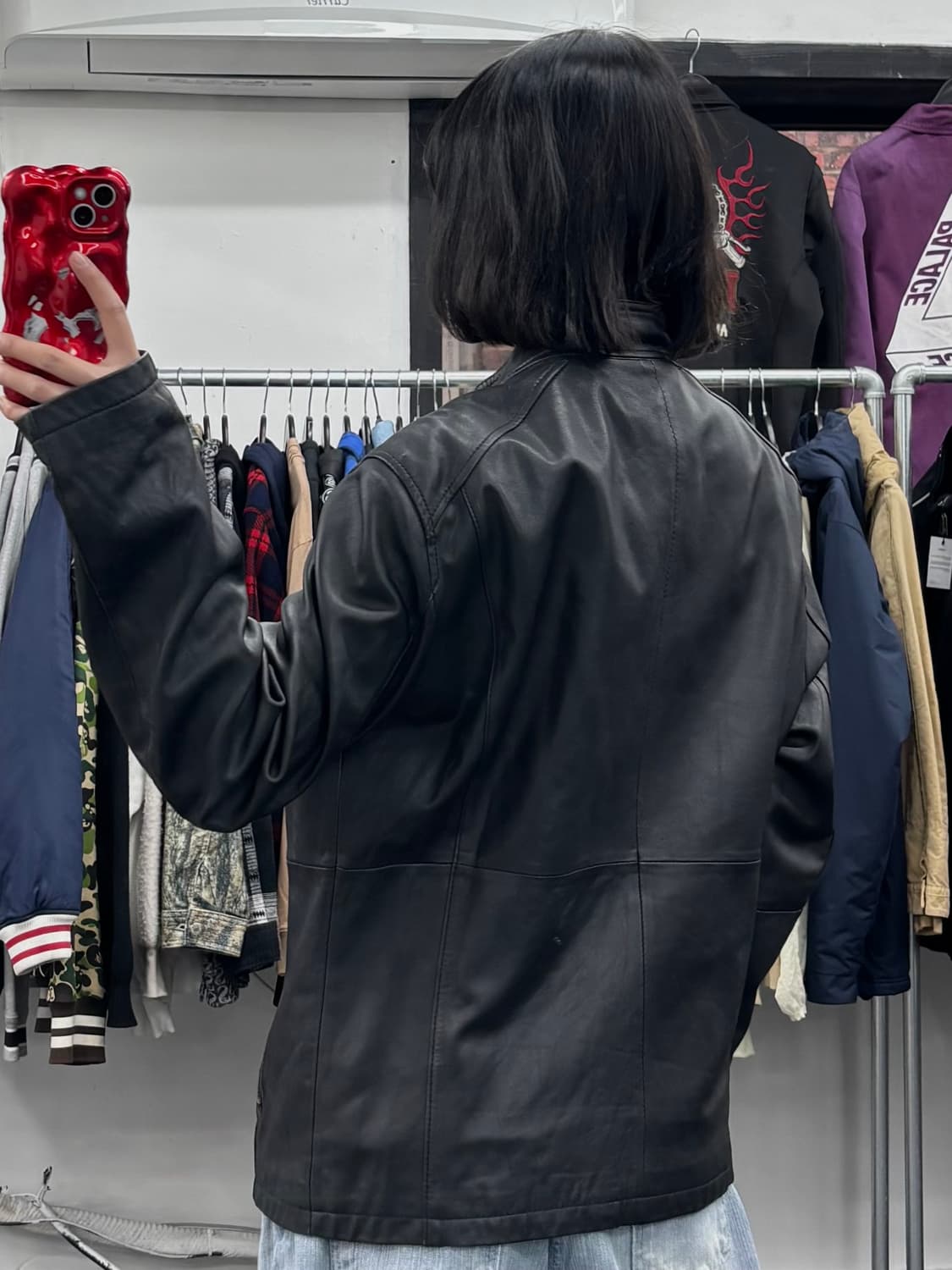 Renoma 넥버클 가죽 자켓 상품이미지5