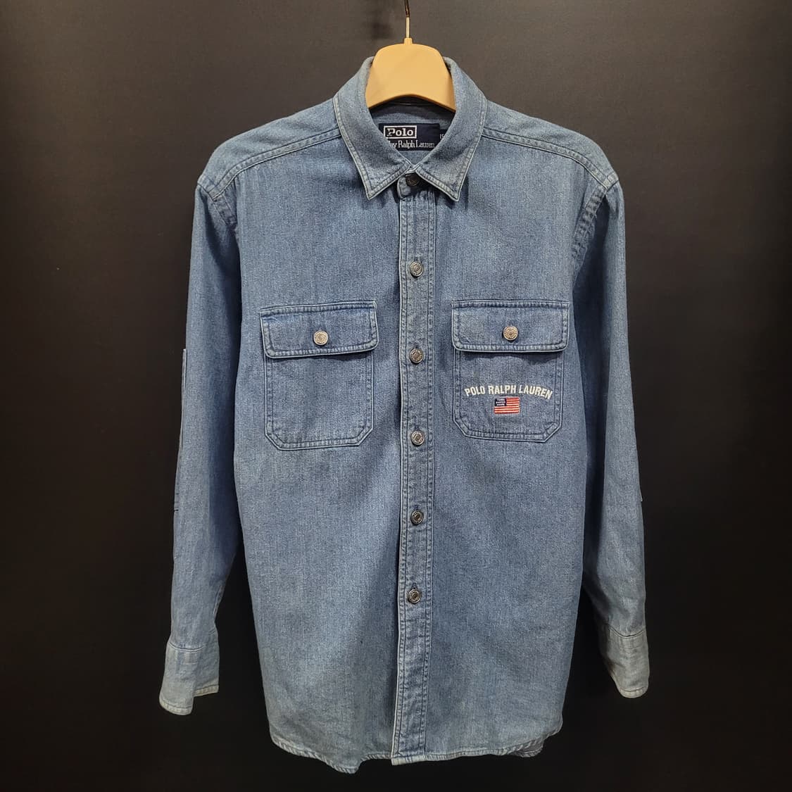 Ralph Lauren 랄프로렌 빈티지 투포켓 성조기 자수로고 데님셔츠 상품이미지1