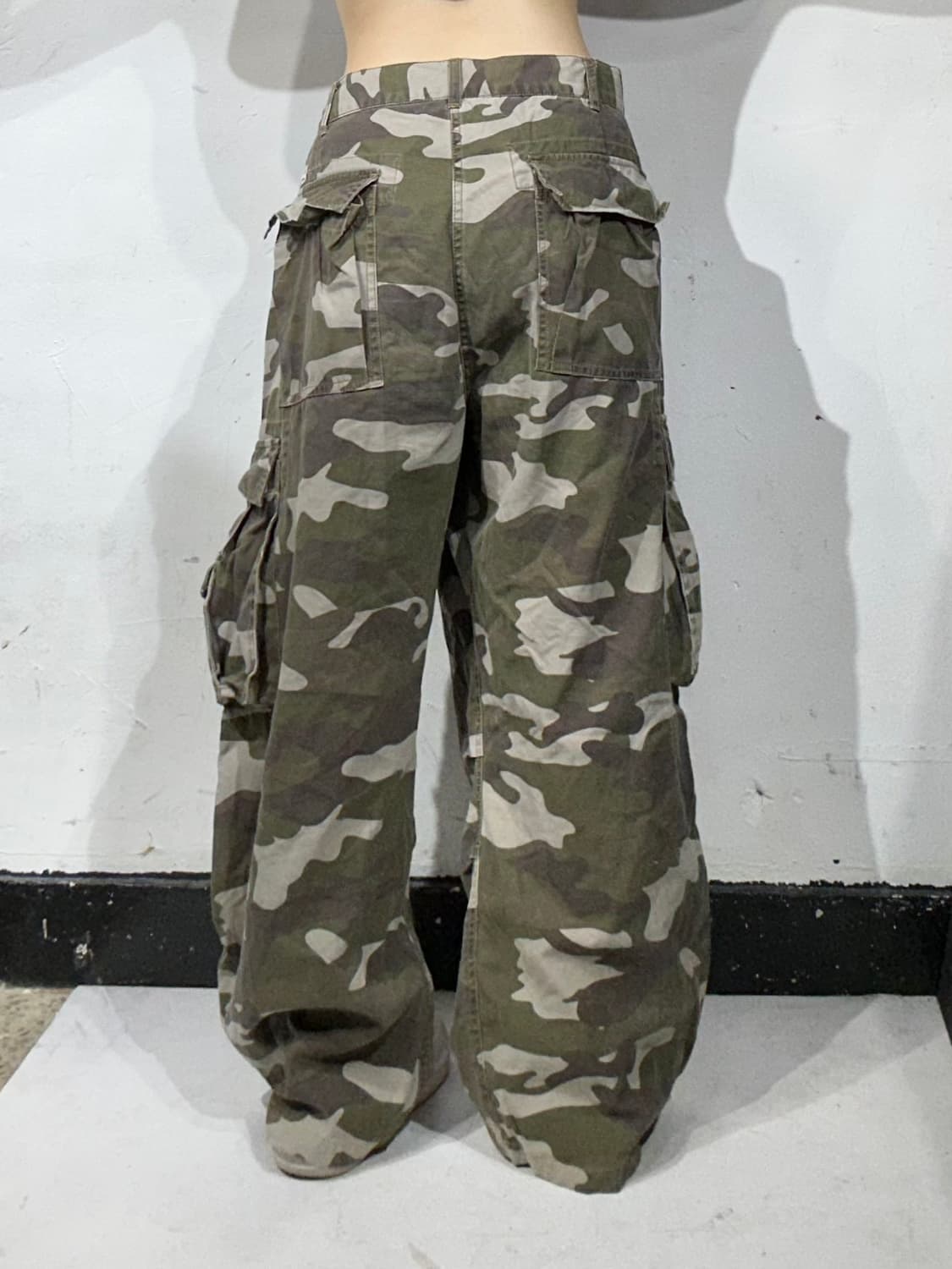 빈티지 베이지 카모 밀리터리 와이드 카고 팬츠 110 상품이미지3