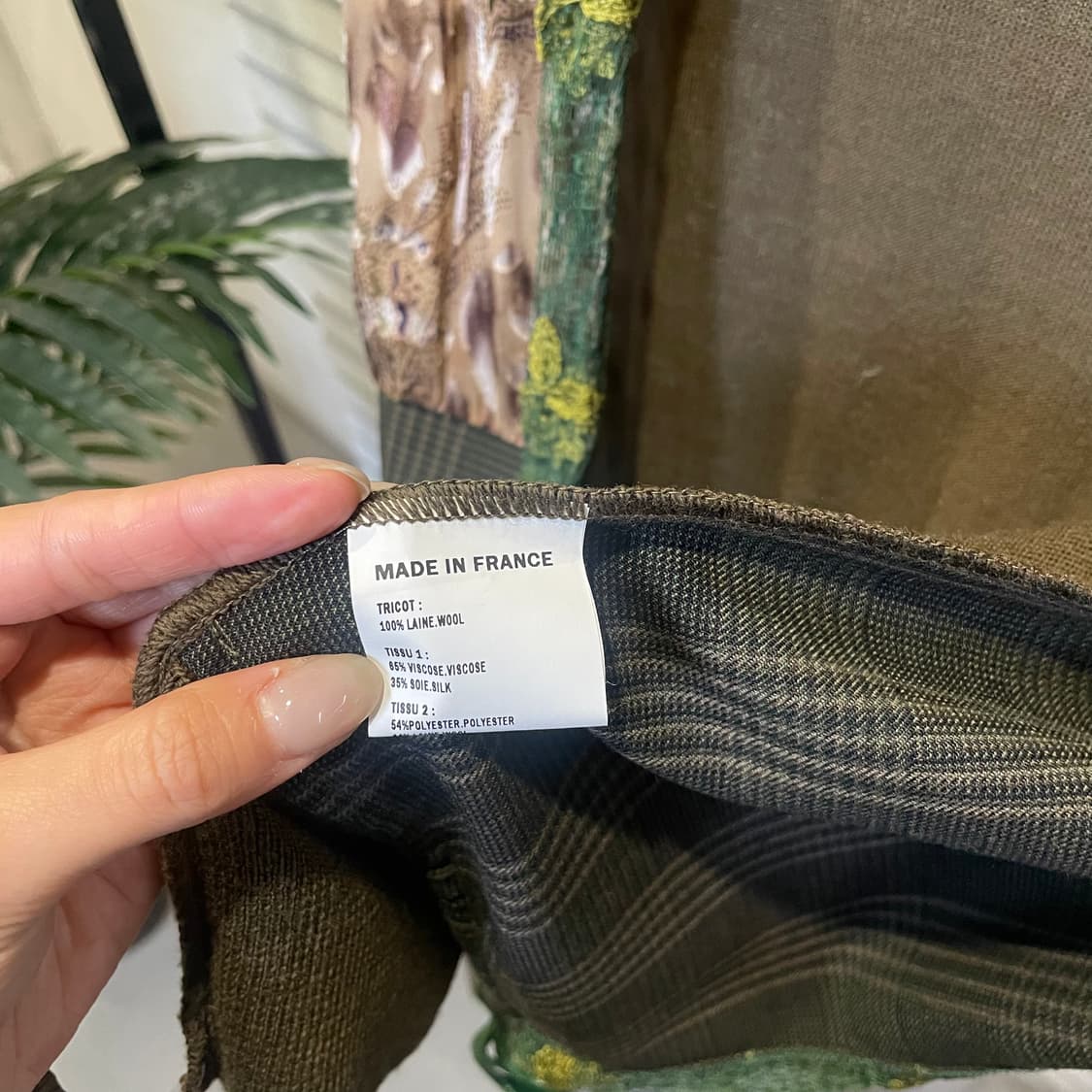 JPN VINTAGE 오픈 니트 가디건 패치워크 스트링 디테일 카키 상품이미지6