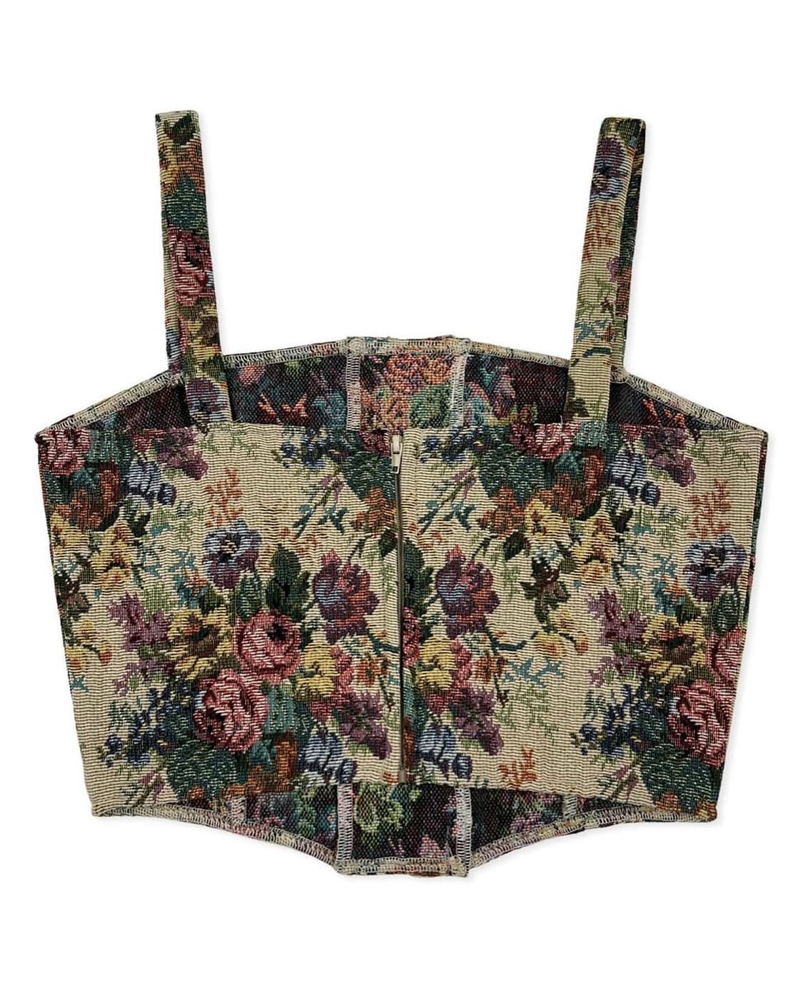 [새상품/2]페일제이드 자가드 플라워 코르셋 뷔스티에 슬리브리스 나시 상품이미지8