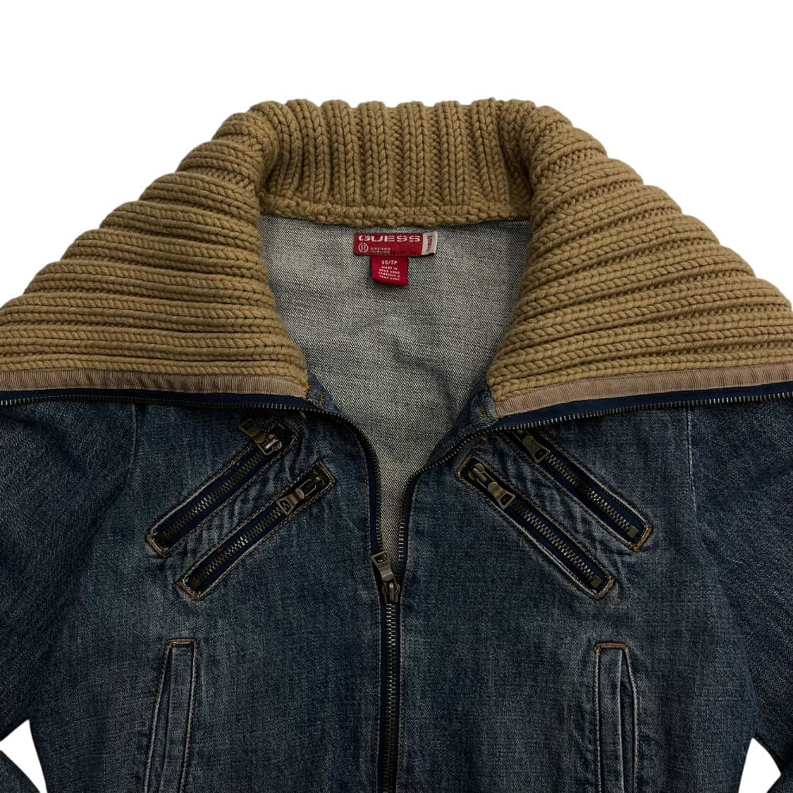 게스 베이지 니트 카라 데님 자켓 XS 상품이미지5