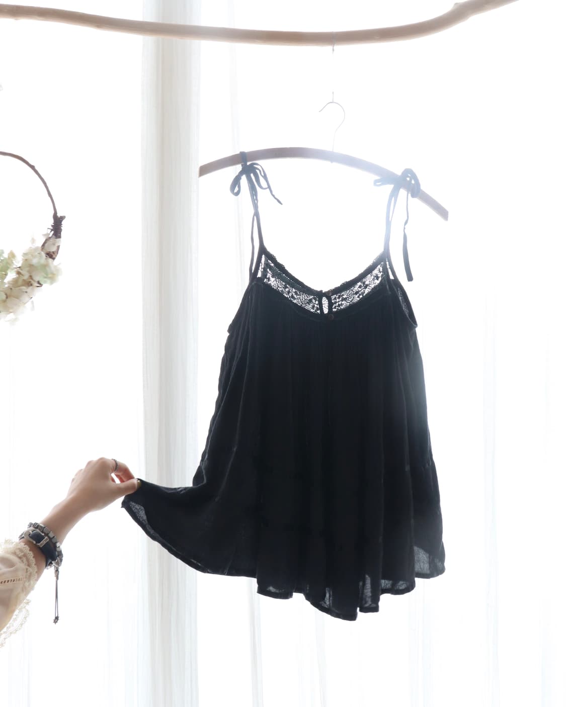 [Beams Boy] Satin Tape Gather Camisole 상품이미지5