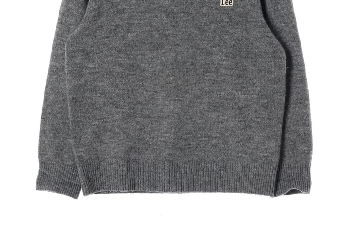 Lee 스몰 로고 와펜 라운드 니트 그레이 S 상품이미지4
