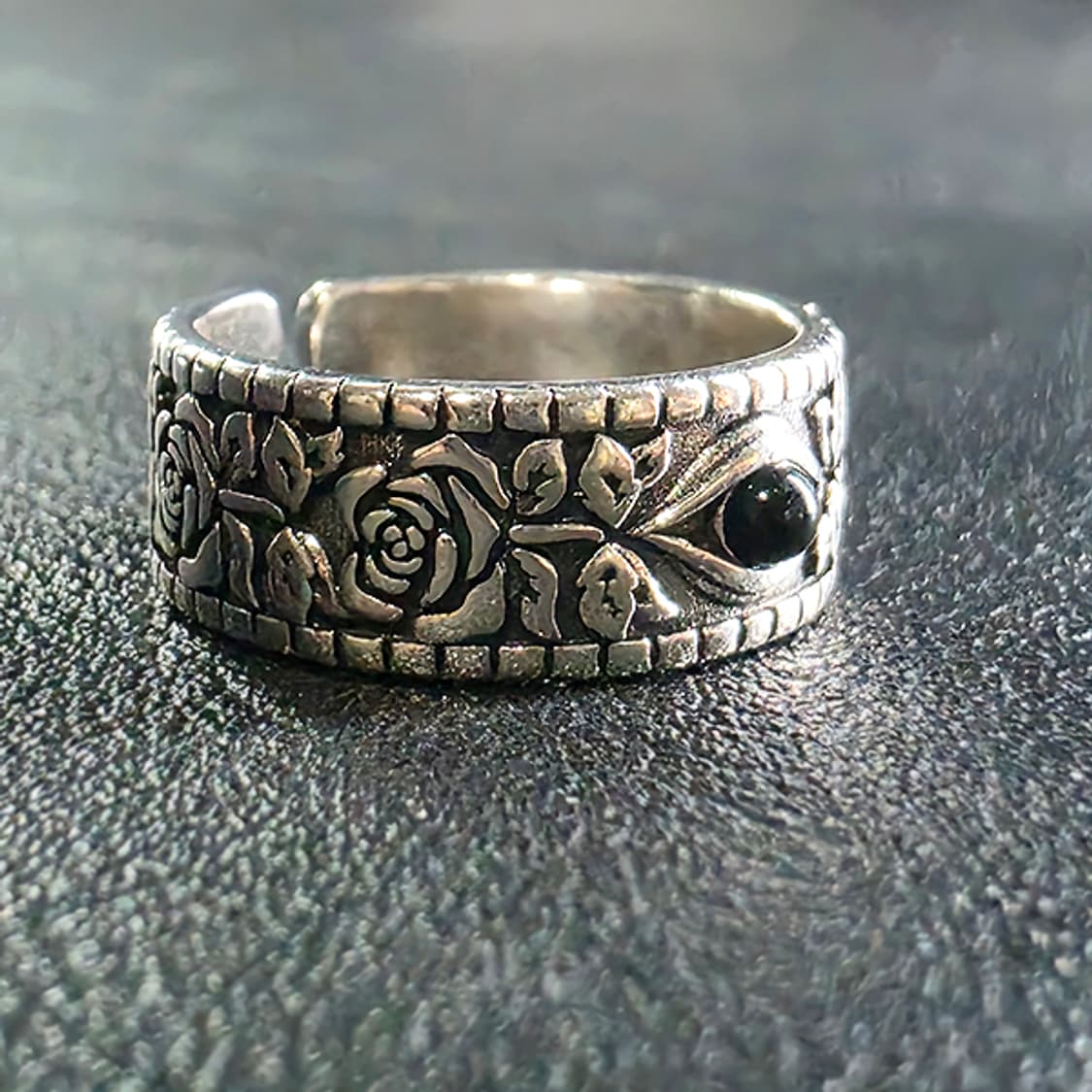 Ayn 실버 남자 엔틱 빈티지 명품 고대 장미 눈 반지 상품이미지2