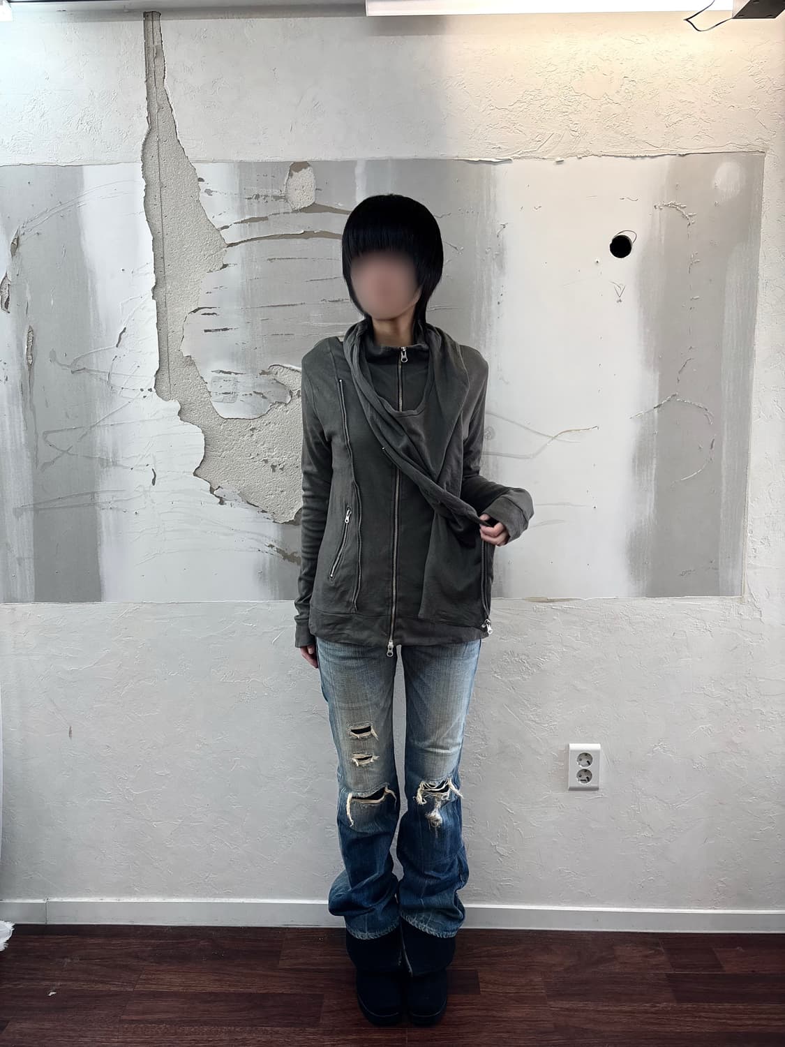 semantic design Khaki Hood Zip-Up 상품이미지4