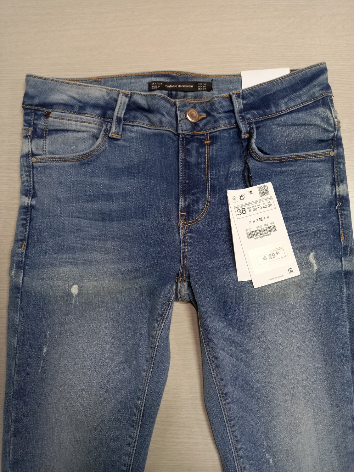 26 새상품 ZARA embrace 워싱 스판스키니 연청 26-629 상품이미지3