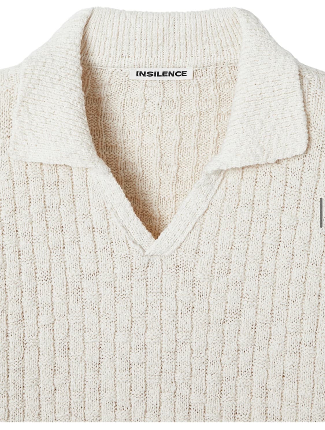 인사일런스 오픈 칼라 그리드 니트 NATURAL CREAM 상품이미지3
