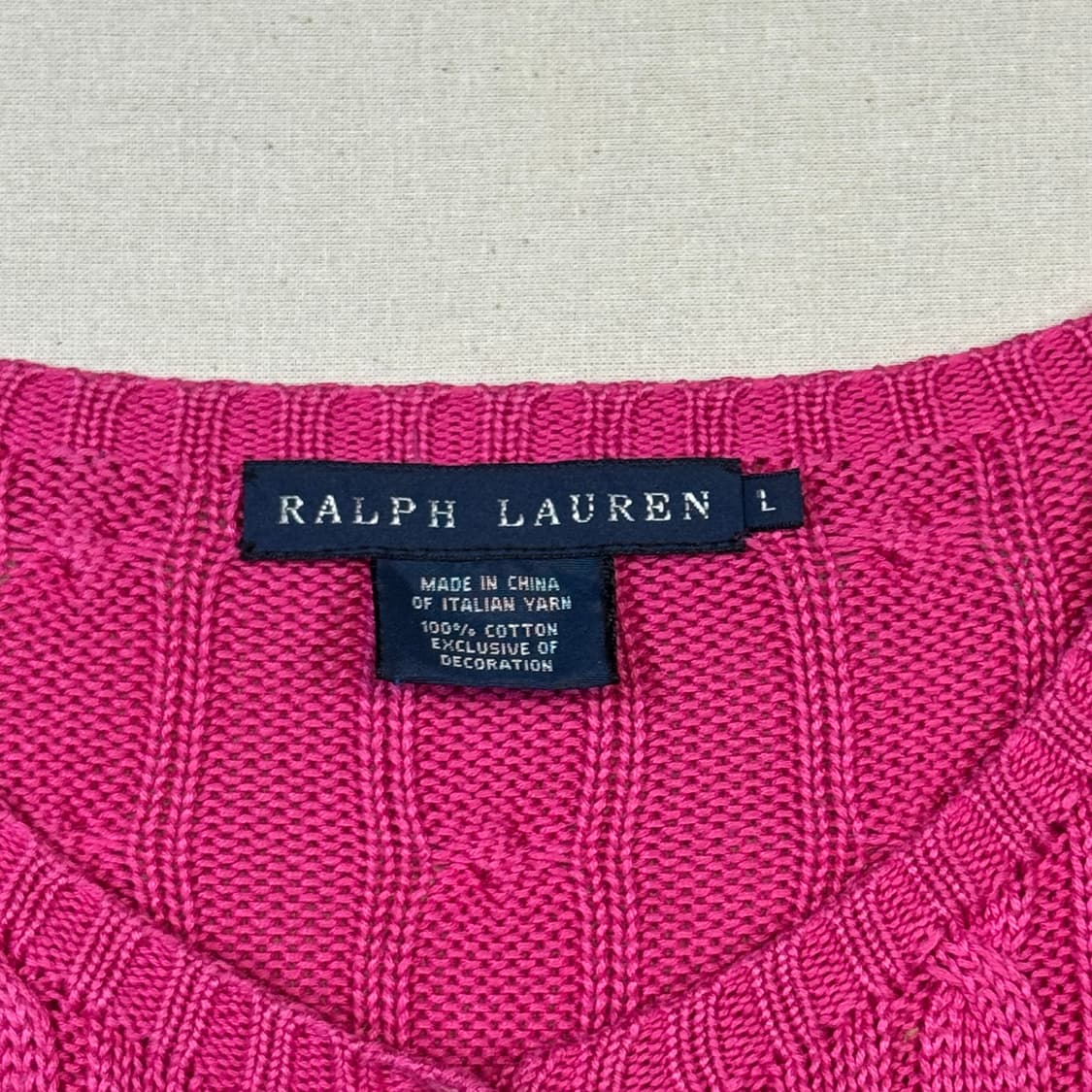 L) 폴로 랄프로렌 코튼 케이블 꽈배기 가디건 핑크 상품이미지6