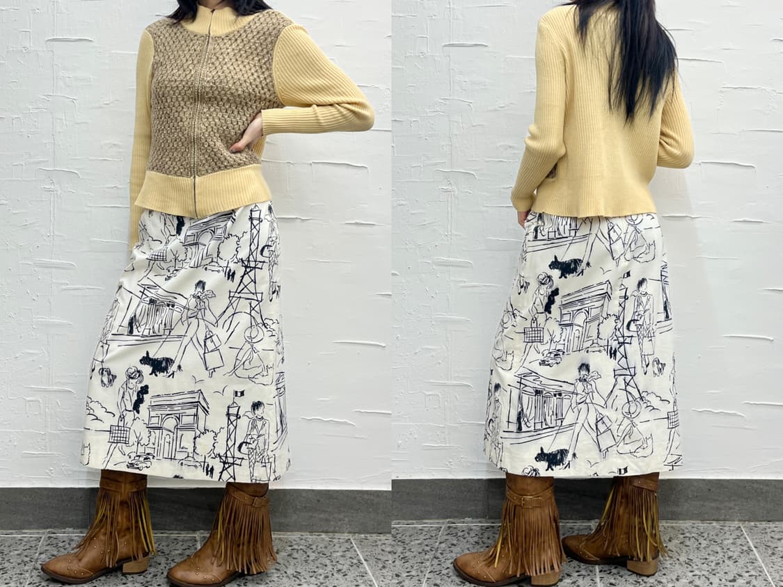 ink sketch midi skirt 상품이미지3