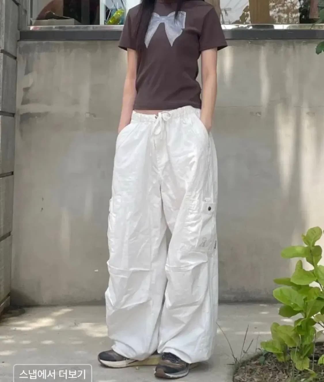 스컬프터 빅 보우 크롭 리본 탑 브라운 s 상품이미지3