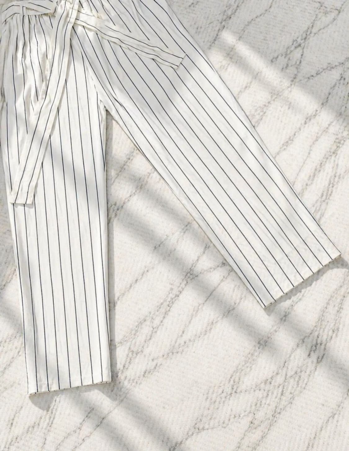 타임 포스트모던 스트라이프 테이퍼드 팬츠 / 여름용 / 하이웨스트 상품이미지5