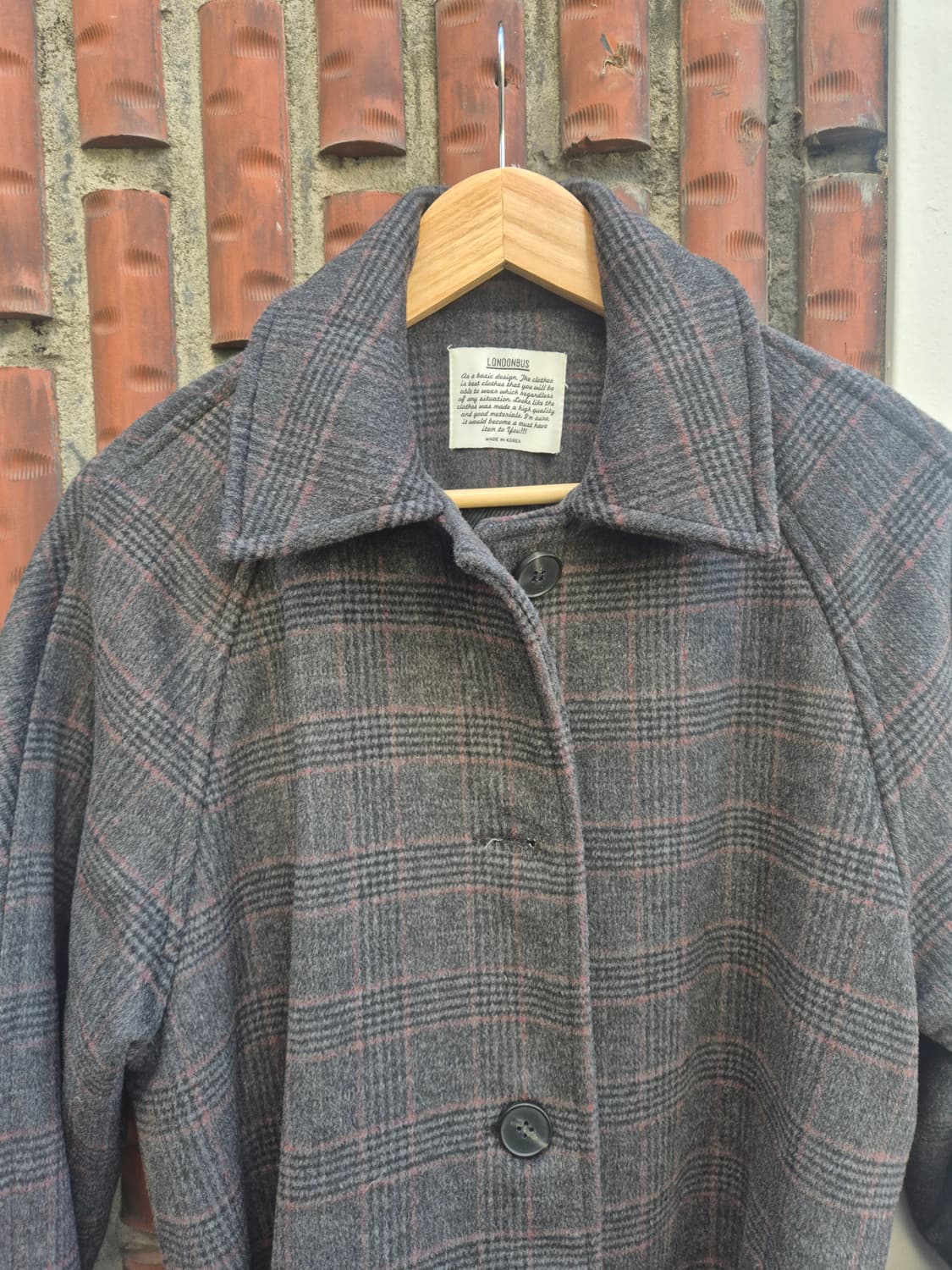 런던버스 울 체크 롱 코트입니다 상품이미지2