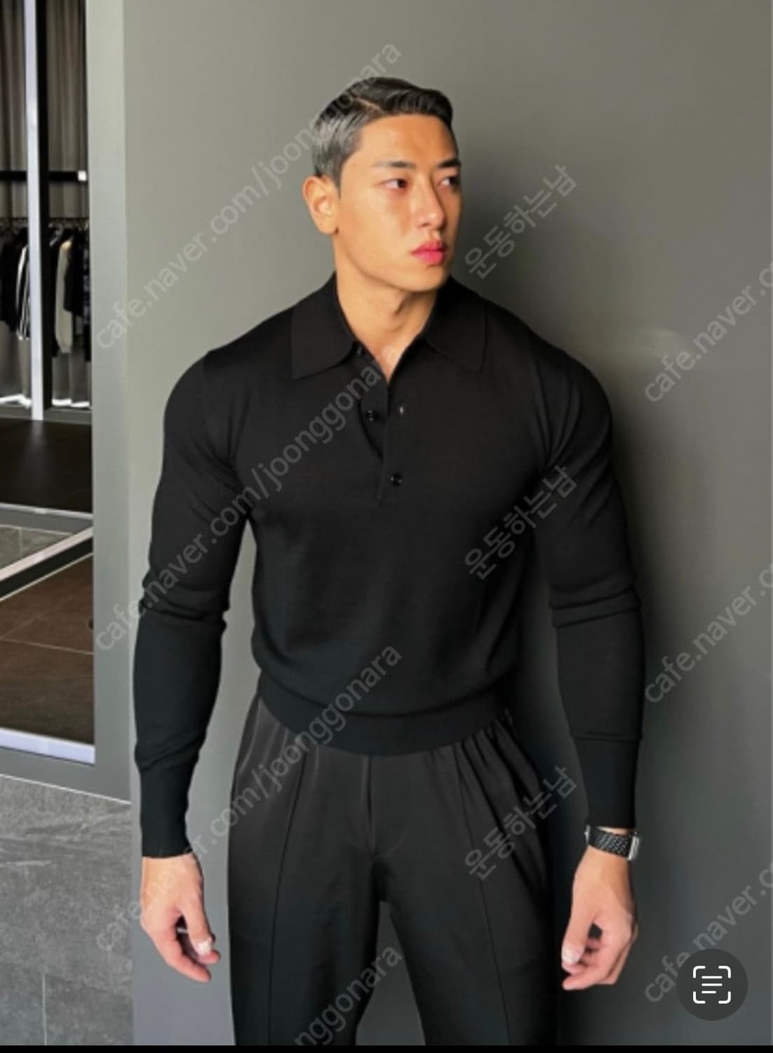 볼란테 VOLANTE 남성 울 카라니트 블랙 상품이미지1