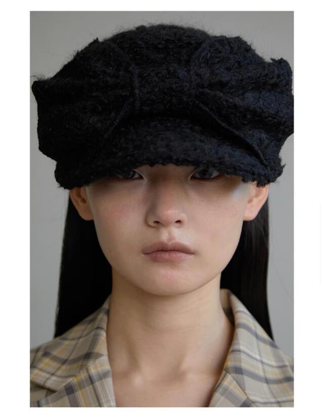 어썸니즈 리본 벨보이 캡 울블랙 상품이미지5
