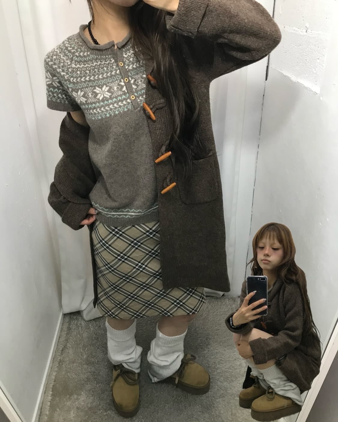 🪹따뜻한 브라운 체크 코디 세트 🪹 상품이미지3