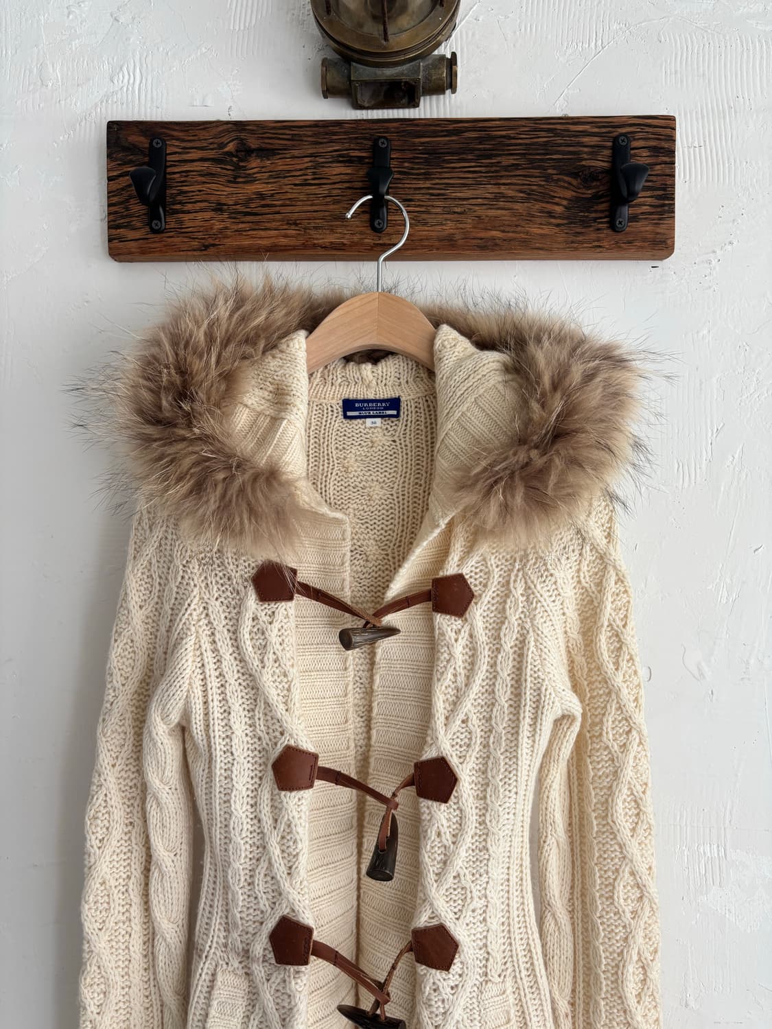 Burberry 버버리 퍼 트리밍 니트 더플 가디건 상품이미지4