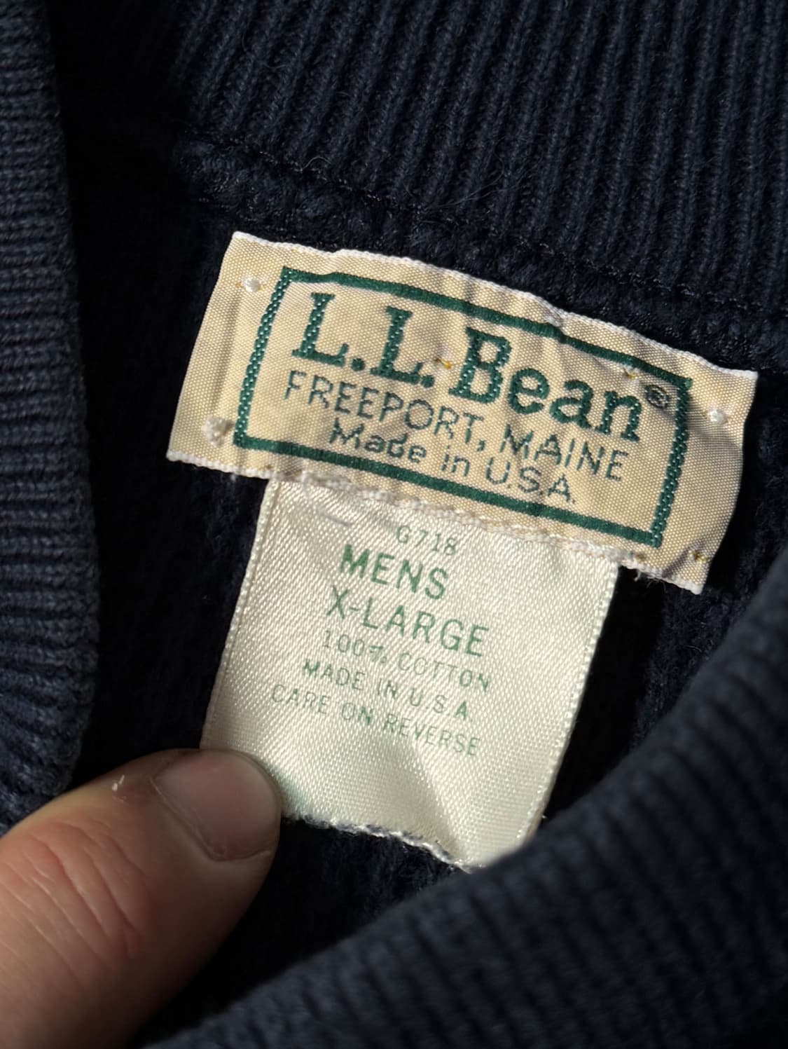 90s USA 엘엘빈 헨리넥 네이비 빈티지 스웨터 (110) 상품이미지3