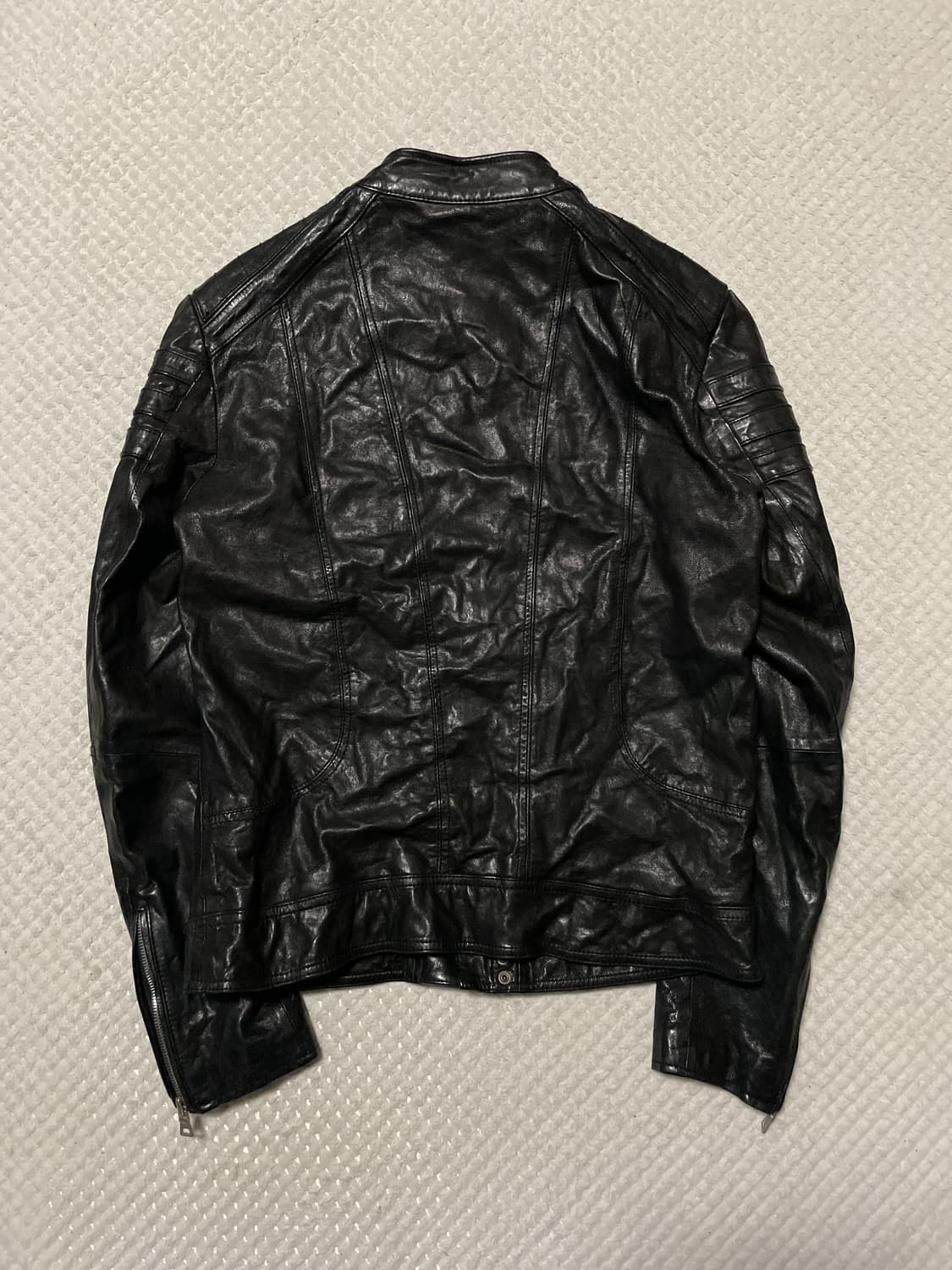 광희시장 웨스턴 무드 램스킨 양가죽 절개 레더 자켓 상품이미지2