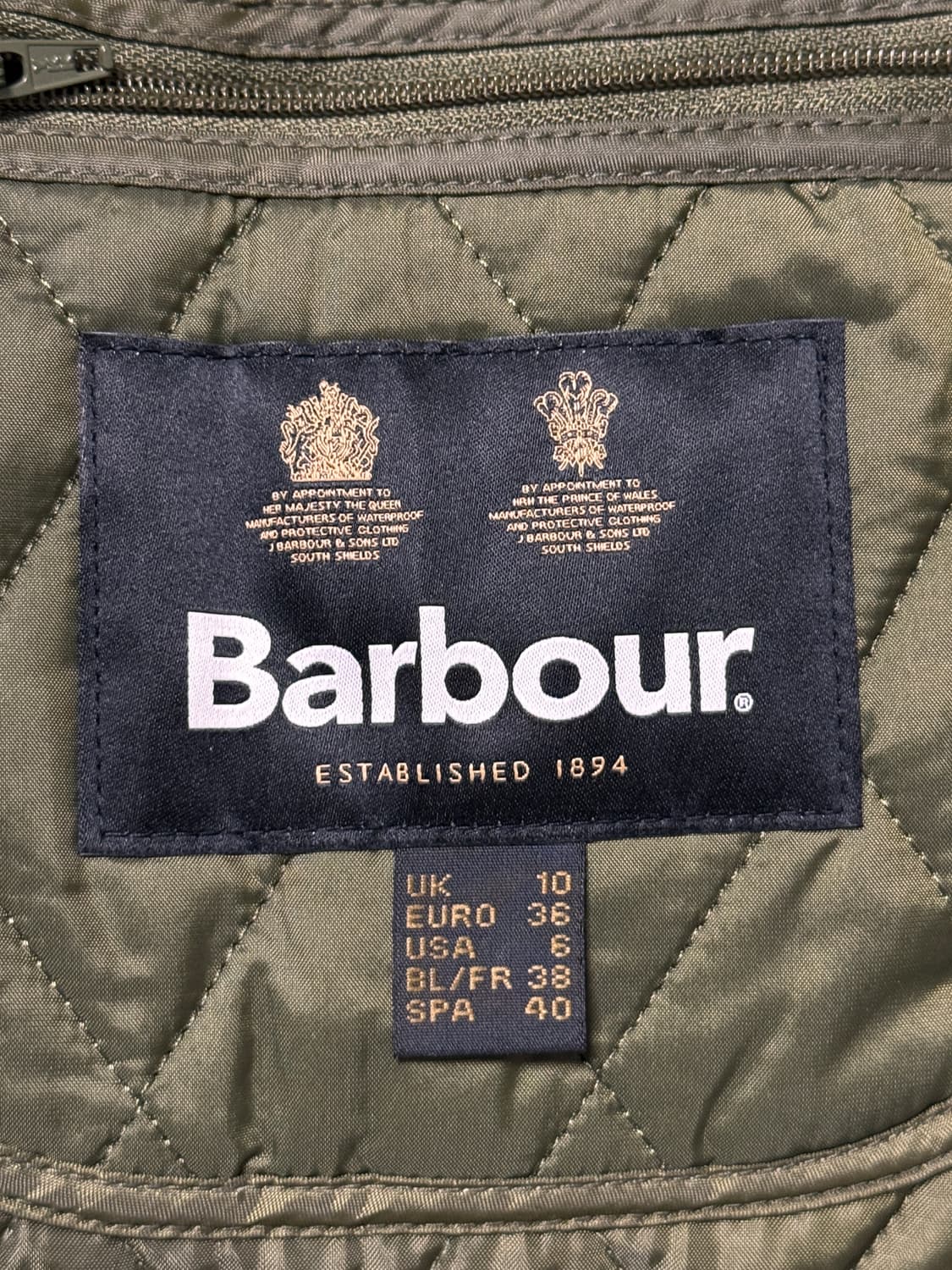 바버 퀼팅 자켓 올리브 UK10 상품이미지4