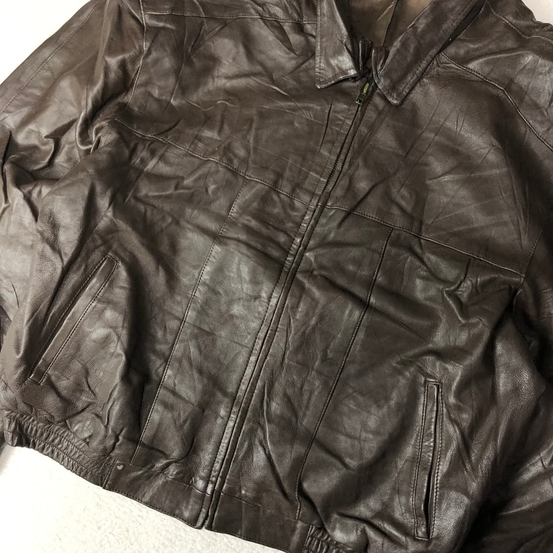 90s 아메리칸 빈티지 레더 봄버자켓 다크브라운  상품이미지9
