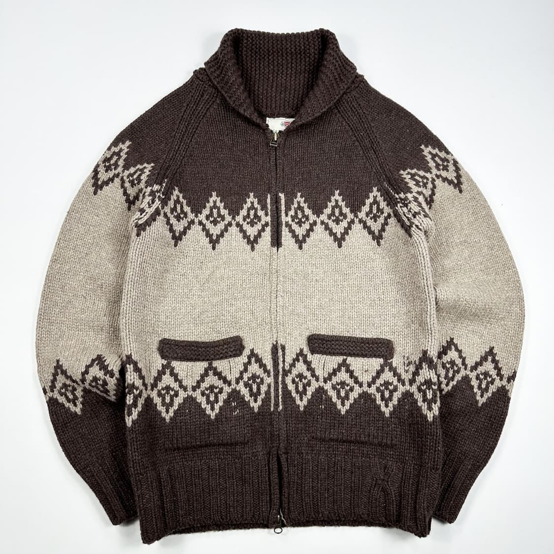 VTG 빈티지 브라운 코위찬 니트 집업 (Free 여성추천) 상품이미지2