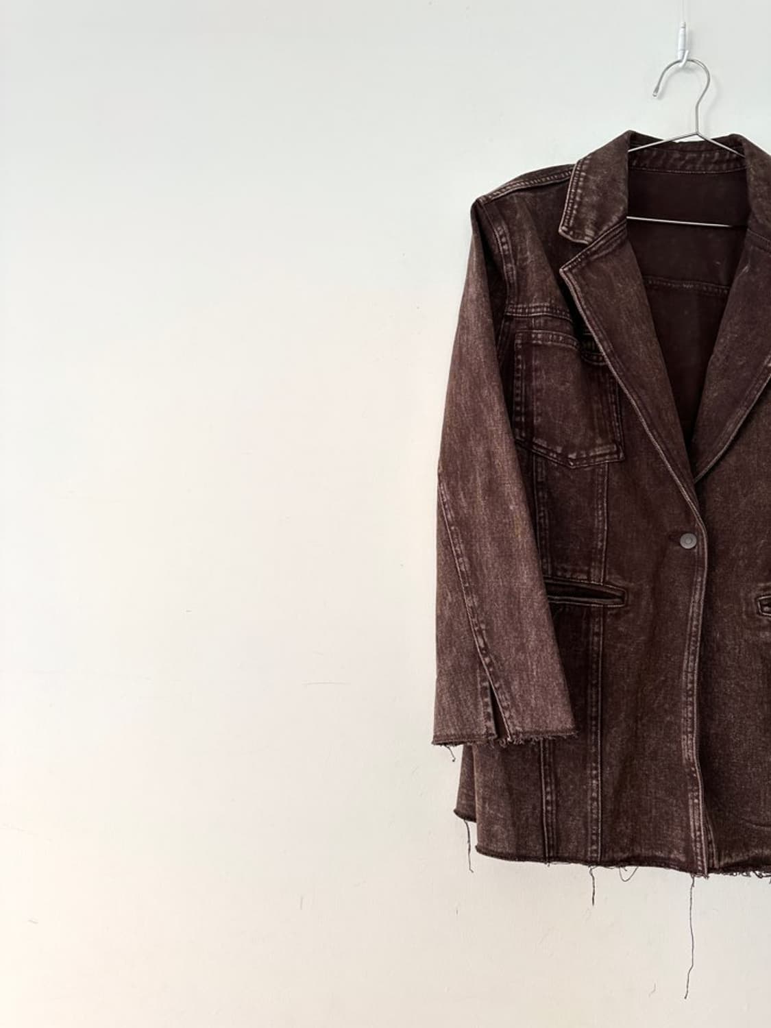 Trim detail pocket denim jacket / brown 상품이미지2