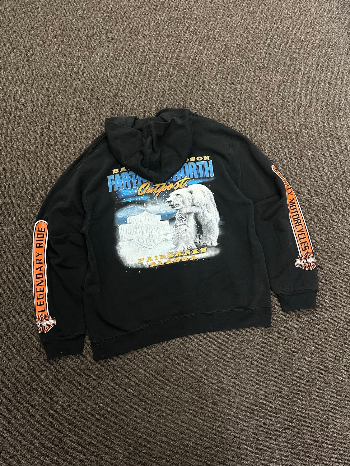 L)할리데이비슨 빈티지 그래픽 로고 블랙 후디 상품이미지7