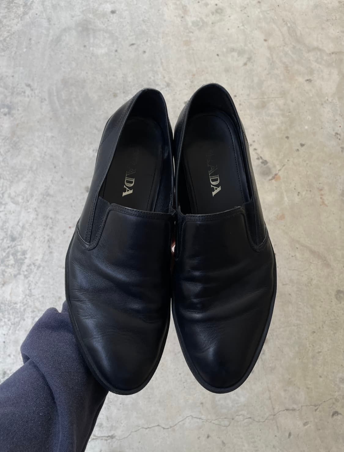 00s Prada All Black Laether Slip-on 상품이미지6