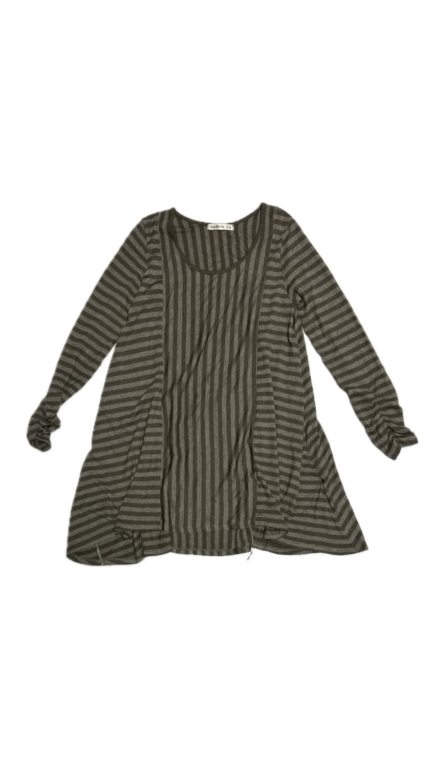 셔링 스트라이프 레이어드 롱 원피스 상품이미지1