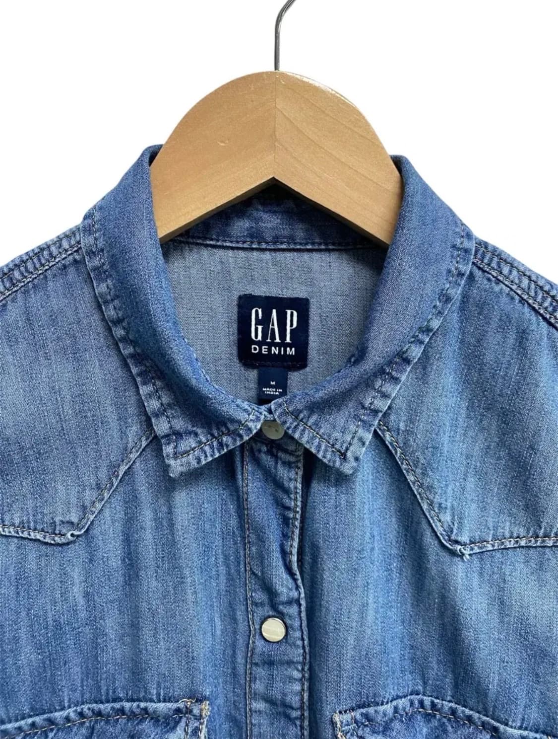 갭 GAP 워싱 데님 웨스턴 셔츠 M 상품이미지4