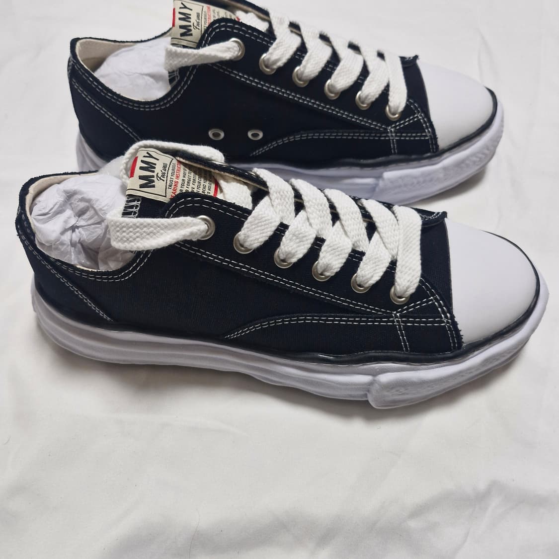 메종 미하라 야스히로 피터슨 OG 솔 캔버스 로우 스니커즈 블랙 상품이미지5