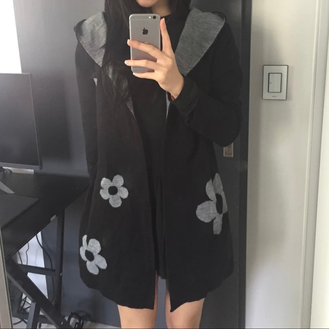 JPN Vintage 모리걸 하구미 리버시블 후드 롱가디건 상품이미지2