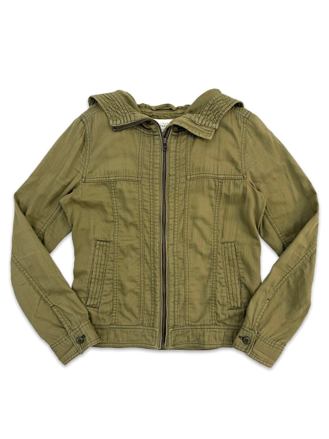 빈티지 유니클로 밀리터리 카키 후드 집업 상품이미지1