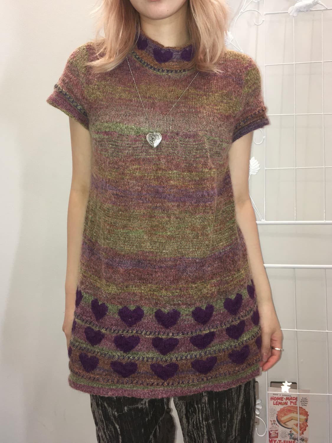 jpn vintage bohemian girl heart knit one 상품이미지2