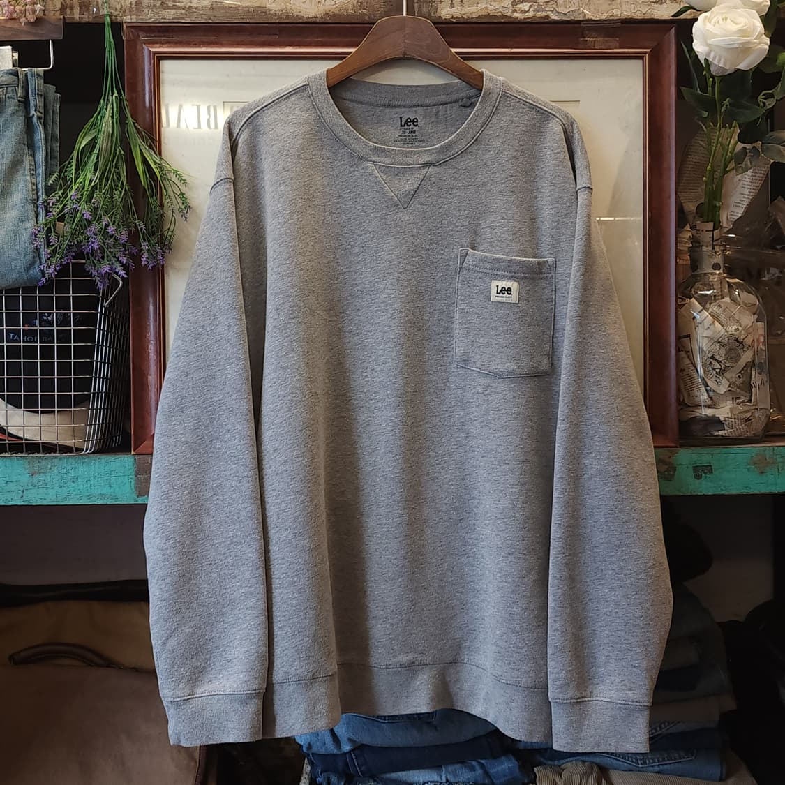 Lee 맨투맨 스웻셔츠 플리스 라이닝 포켓 셔츠 빅사이즈 맨투맨 xxl 상품이미지1