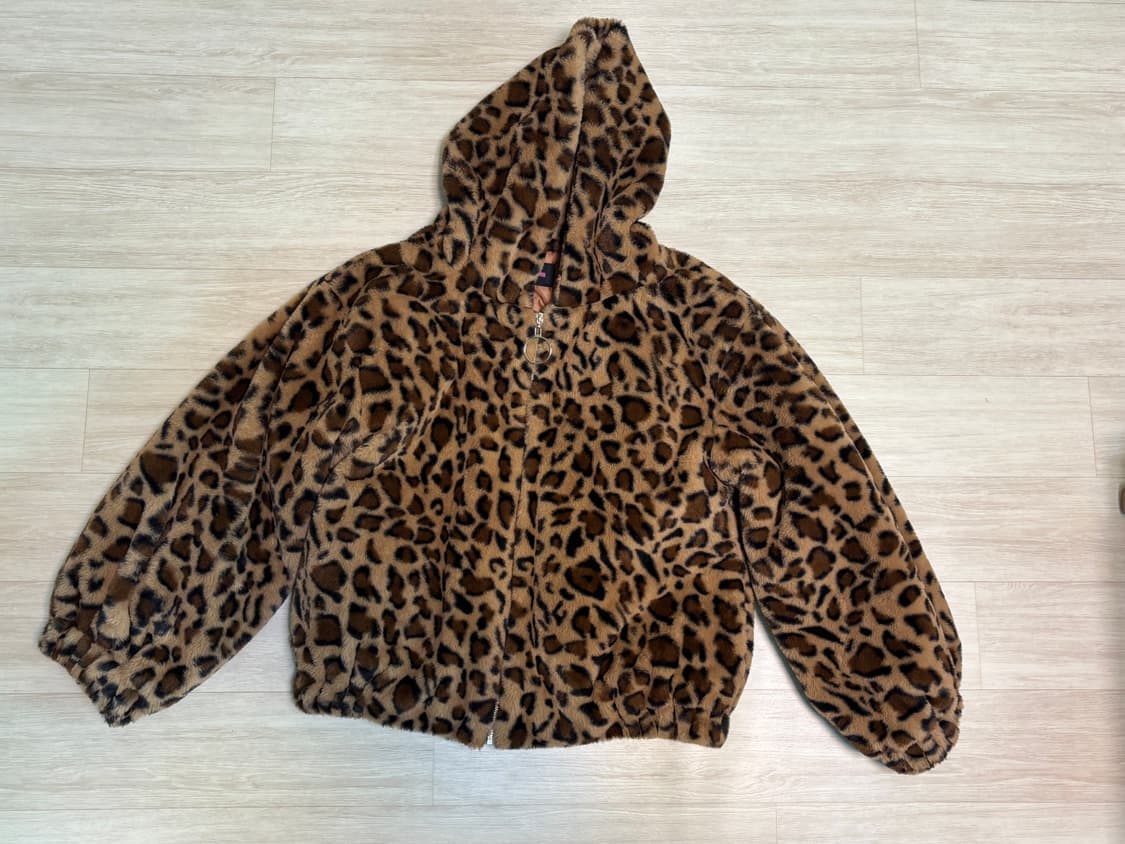 레오파드 퍼 집업 자켓 상품이미지1