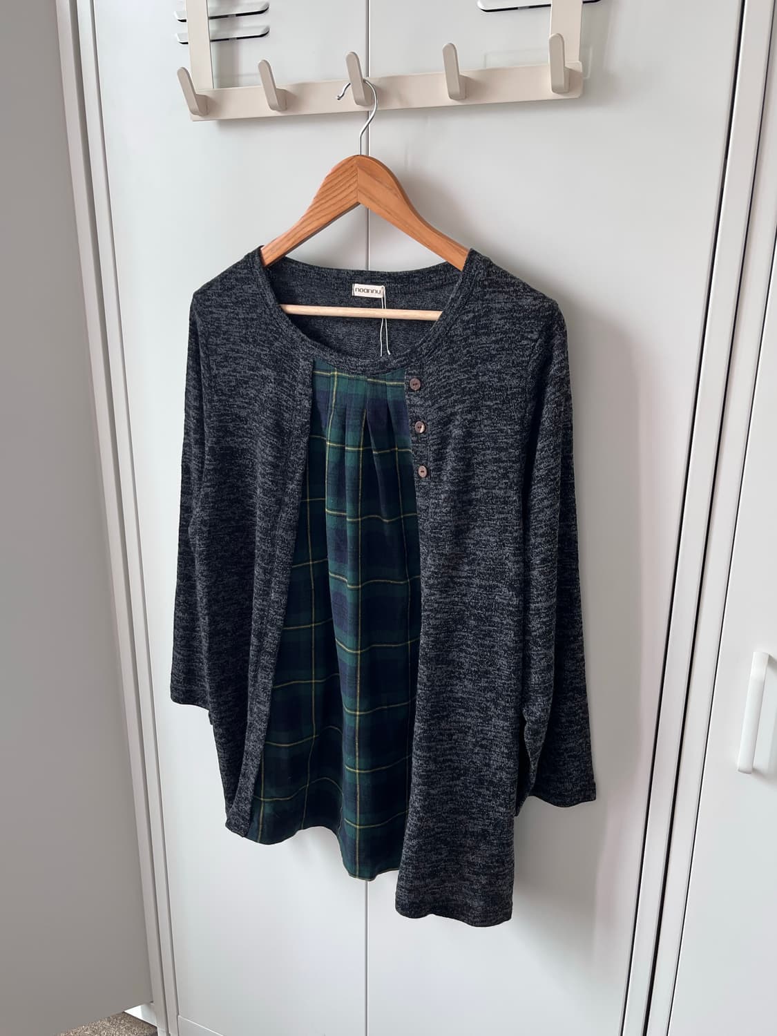 Noannu 체크 레이어드 바선생 니트 상품이미지1