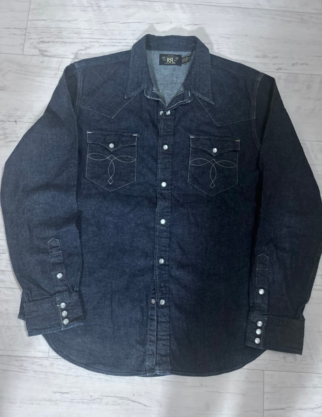 RRL 웨스턴 데님 셔츠 블랙 린스드 XL 상품이미지1