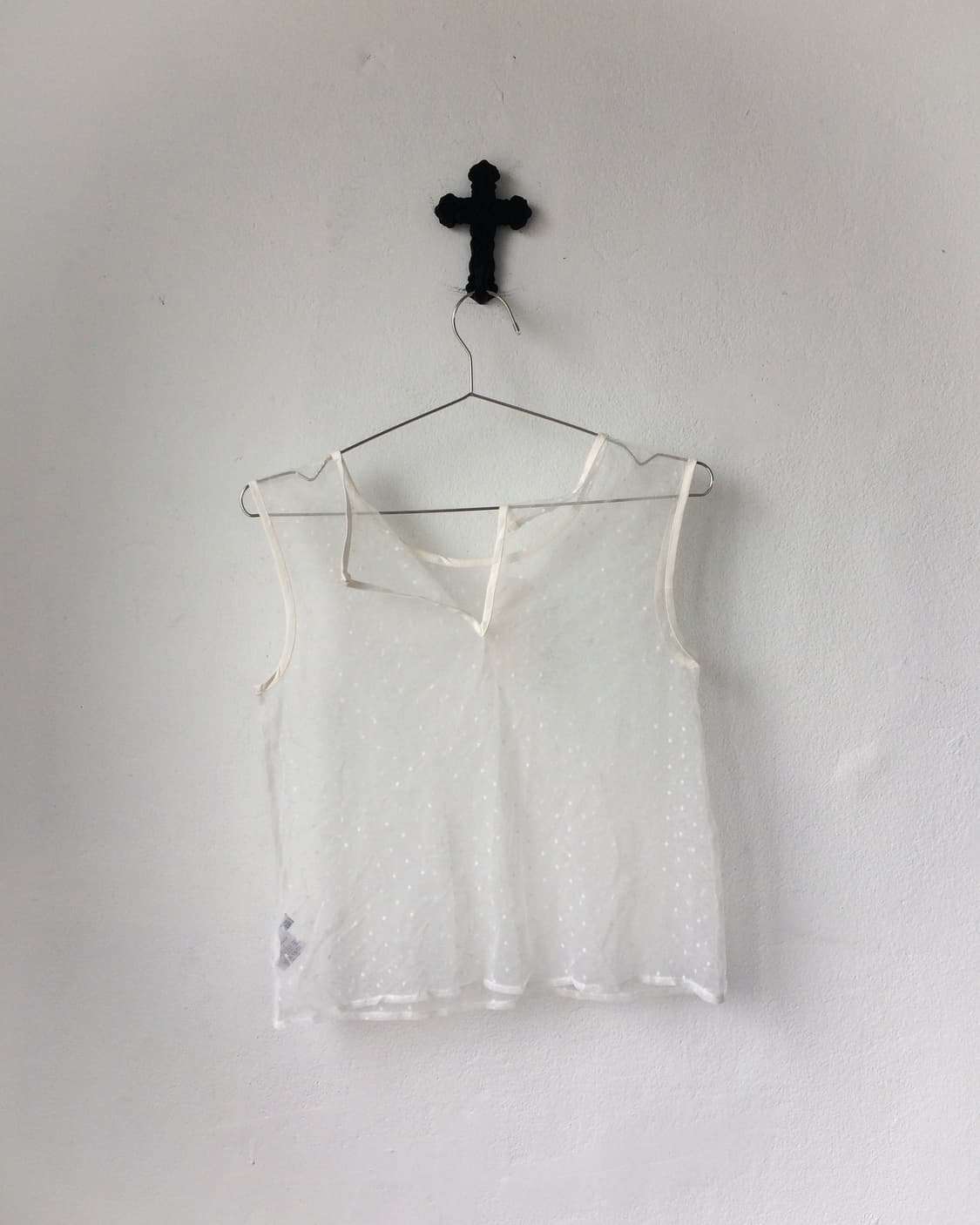 Dot pattern see through sleeveless 상품이미지2