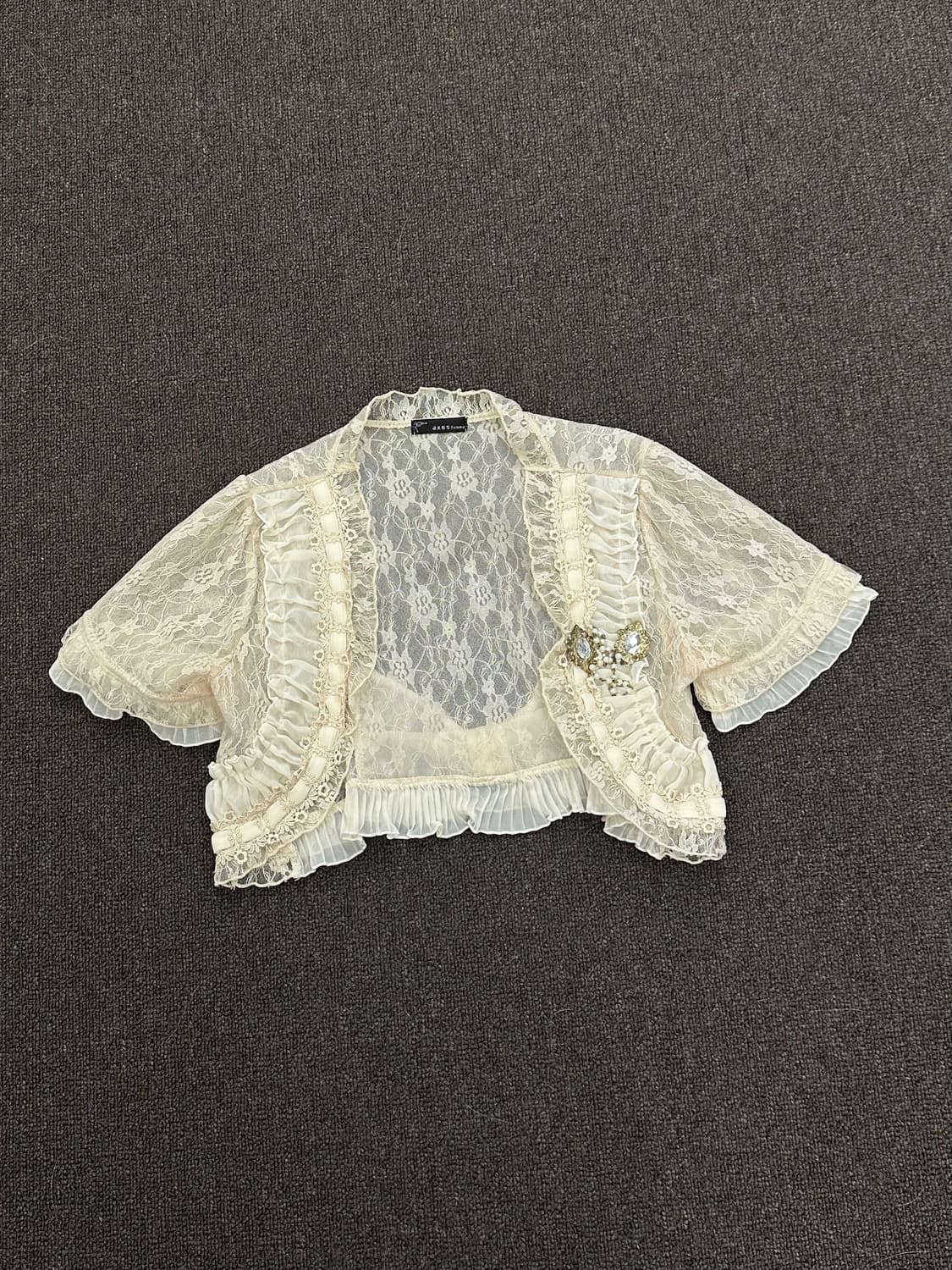 M)Axes Femme 빈티지 여성 레이스 크롭 볼레로 가디건 상품이미지1