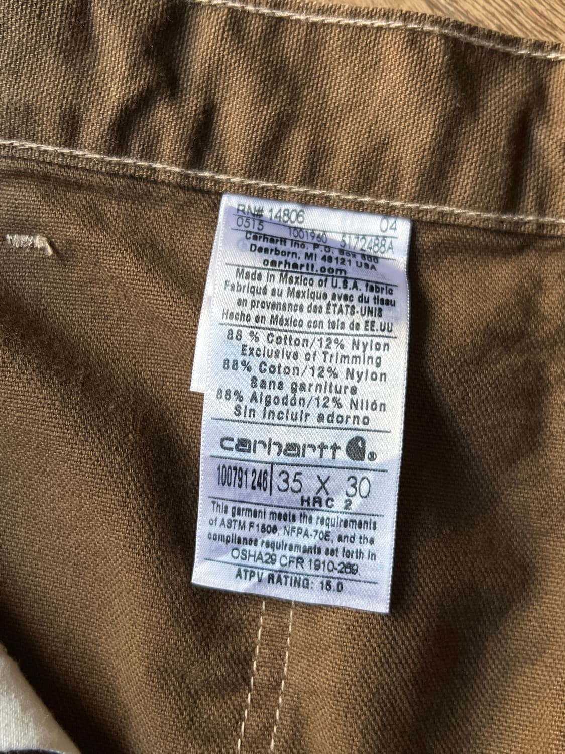 [35]칼하트FR 빈티지 브라운 싱글니 워크팬츠 상품이미지6