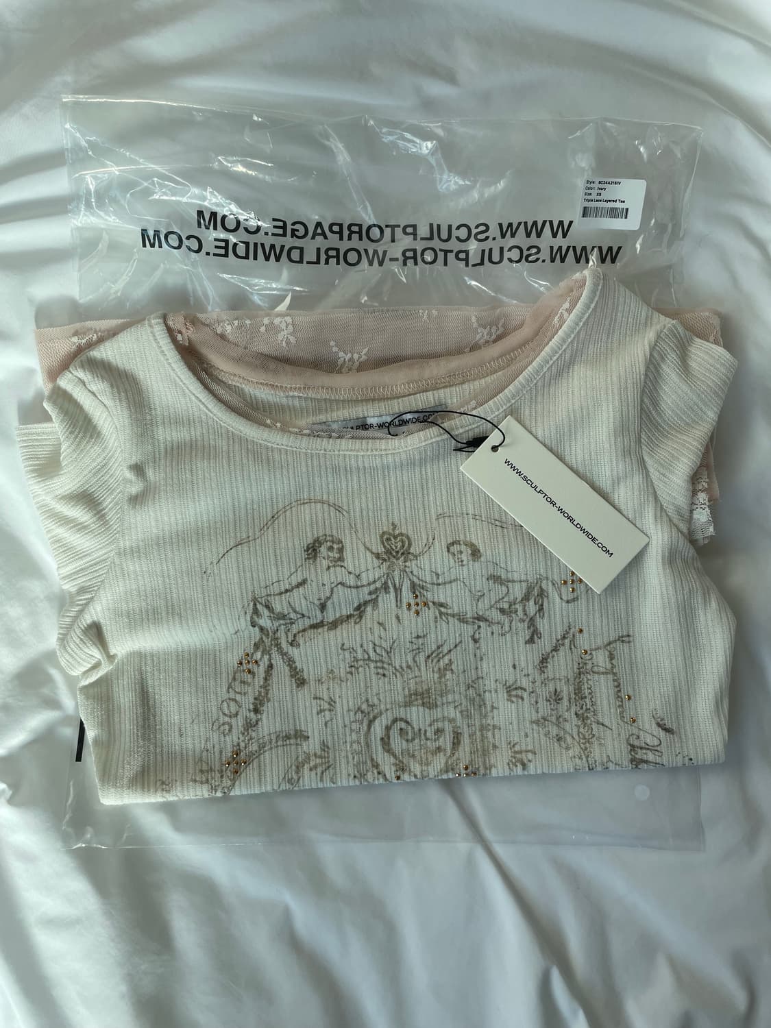 스컬프터 Triple Lace Layered Tee Ivory 상품이미지4