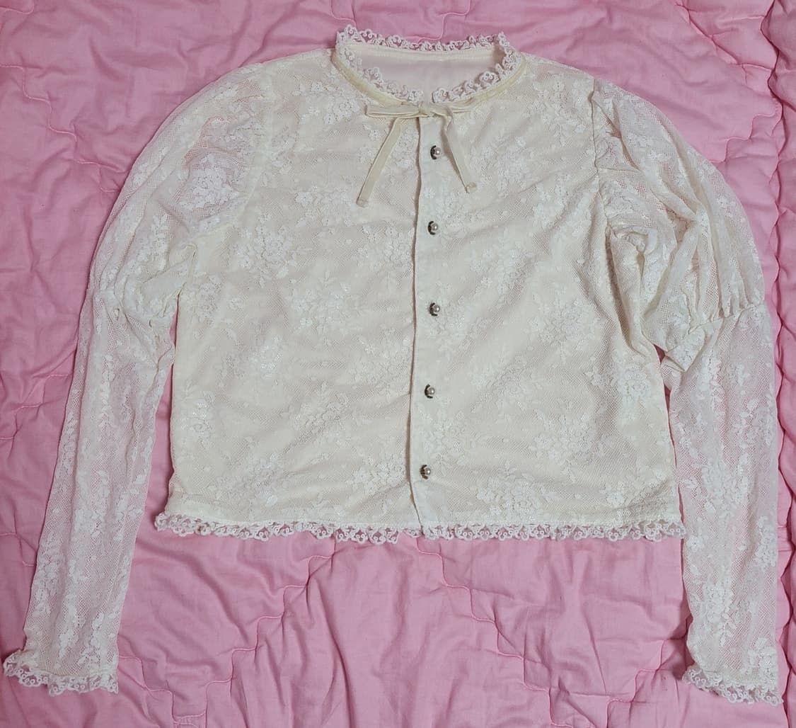 급처상태좋음!스완키스 어깨볼륨 레이스 리본 공주 블라우스 리즈리사st 상품이미지3