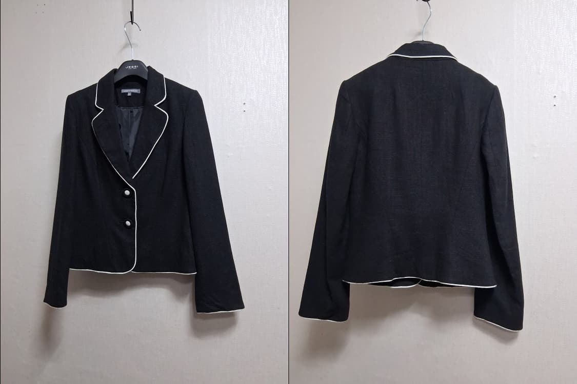 로라 애슐리 여성 춘추 린넨쟈켓 흰선라인배색 블랙숏쟈켓 4455 상품이미지3